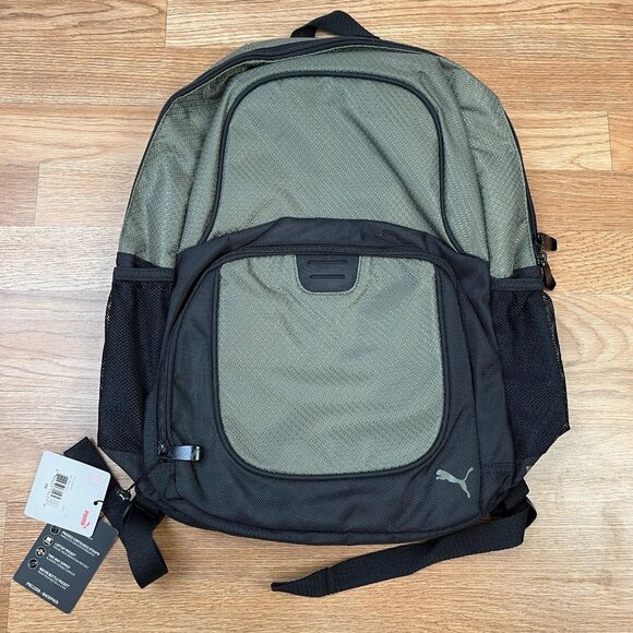 Puma Backpack Olive Green/Black Laptop Pocket PSC1028 NEW